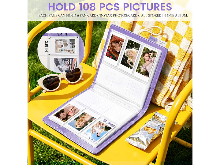Mini álbum de 108 bolsillos compatible con película Fujifilm Instax Mini, adecuado para Instax Mini 5