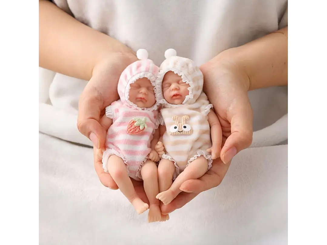 Muñeca Reborn Bebé 15 cm Mini de Silicona con Ropa y Accesorios de Alimentación 3