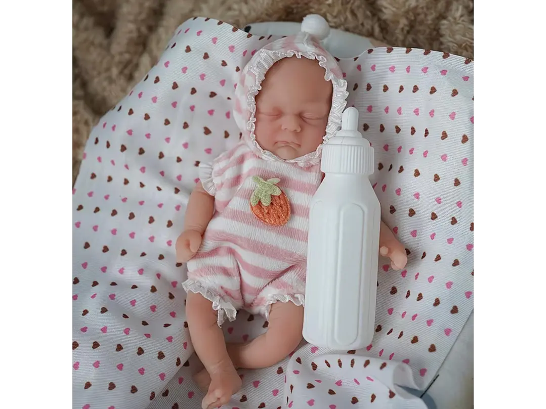 Muñeca Reborn Bebé 15 cm Mini de Silicona con Ropa y Accesorios de Alimentación 1