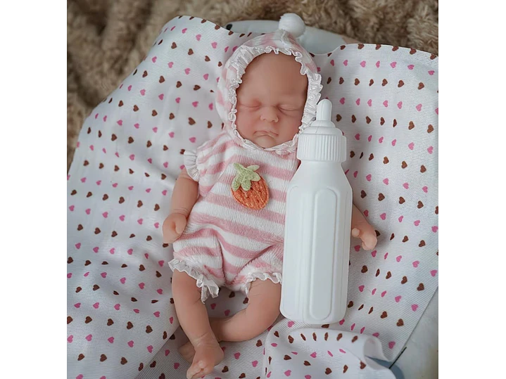 Muñeca Reborn Bebé 15 cm Mini de Silicona con Ropa y Accesorios de Alimentación 1