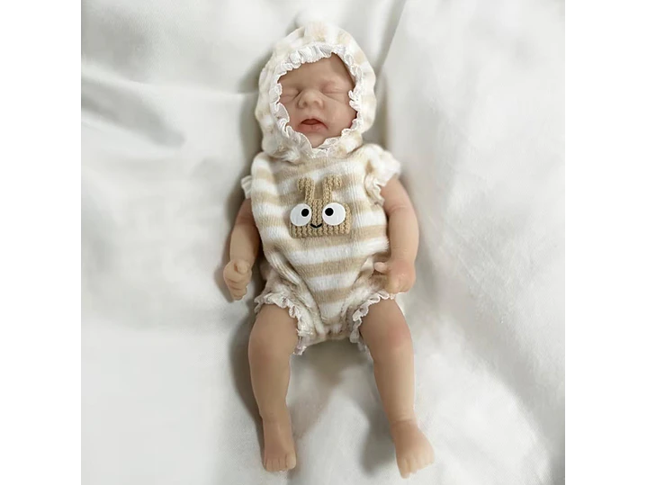 Muñeca Reborn Bebé 15 cm Mini de Silicona con Ropa y Accesorios de Alimentación 1