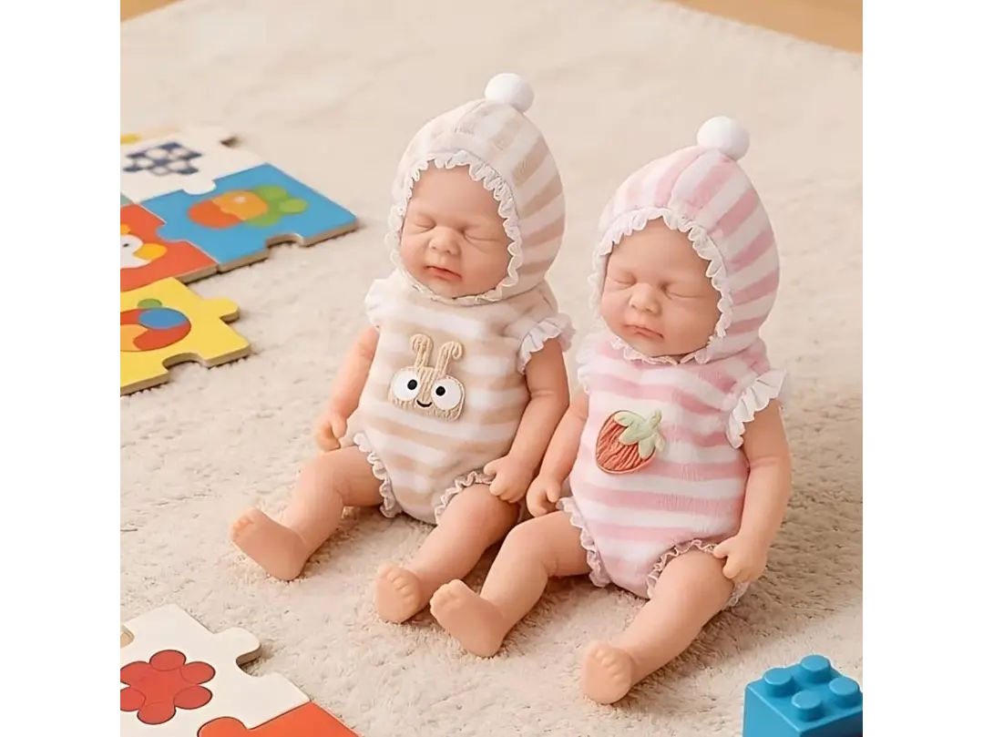 Muñeca Reborn Bebé 15 cm Mini de Silicona con Ropa y Accesorios de Alimentación 3