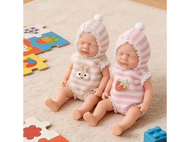 Muñeca Reborn Bebé 15 cm Mini de Silicona con Ropa y Accesorios de Alimentación 3