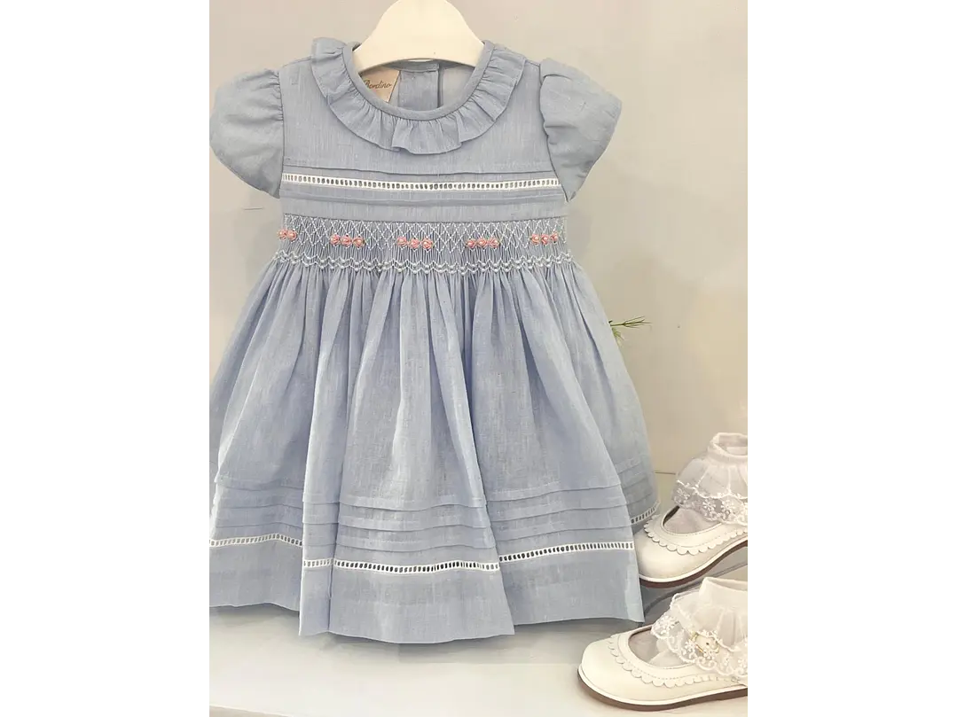 Vestido Nido Abeja Celeste 1