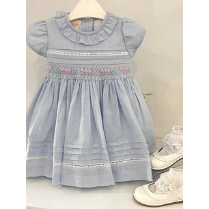 Vestido Nido Abeja Celeste