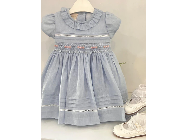 Vestido Nido Abeja Celeste 1