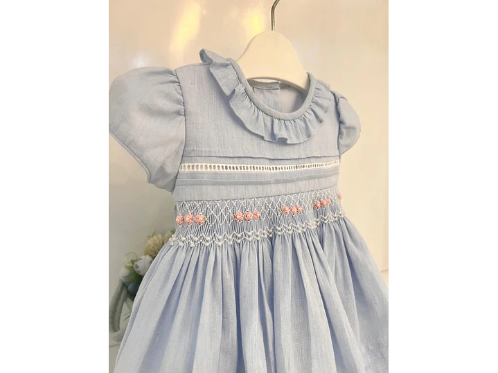 Vestido Nido Abeja Celeste 3