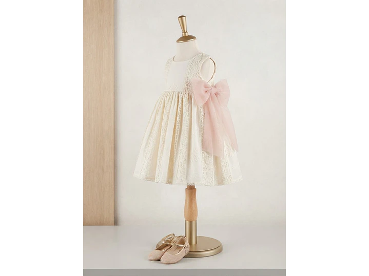 Vestido Romantico Español Fiorella Tull Rosa Palo 5