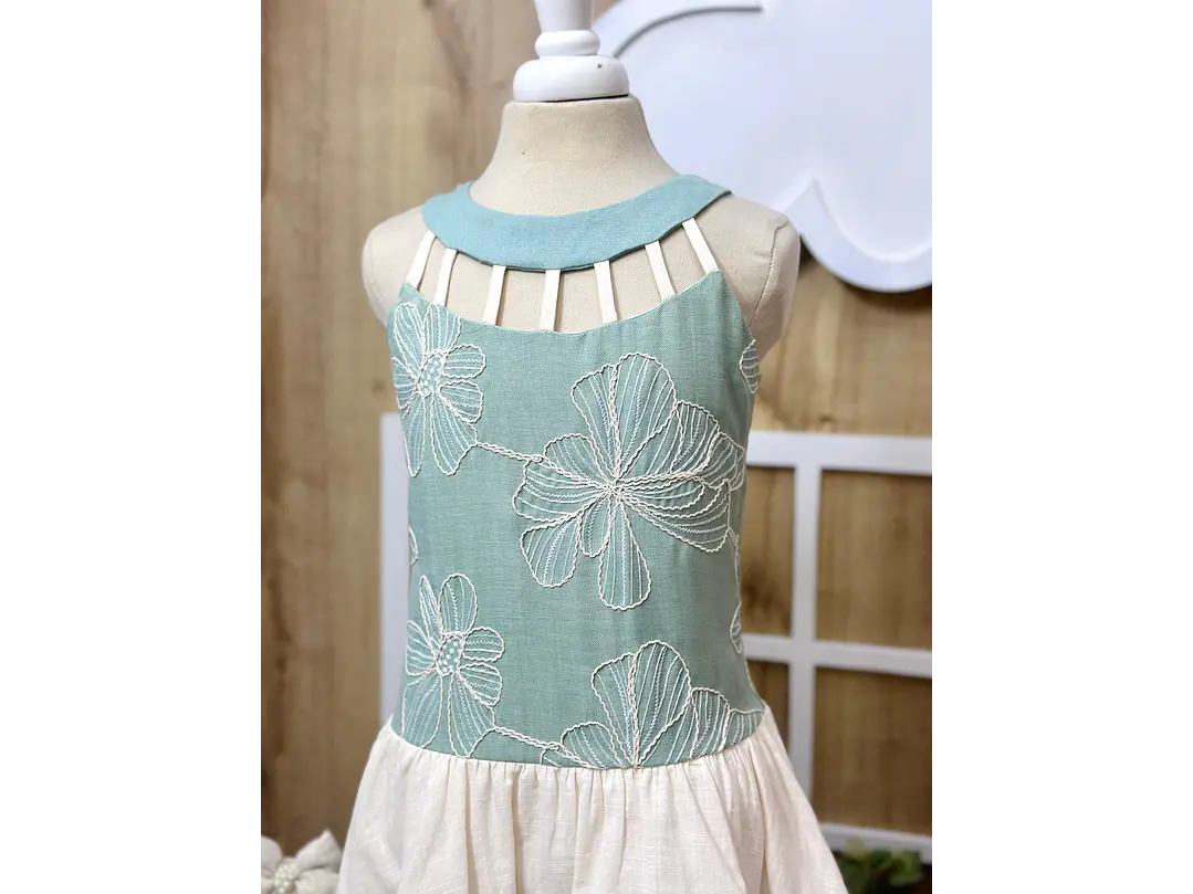 Vestido Grazziani Verde Beige 2