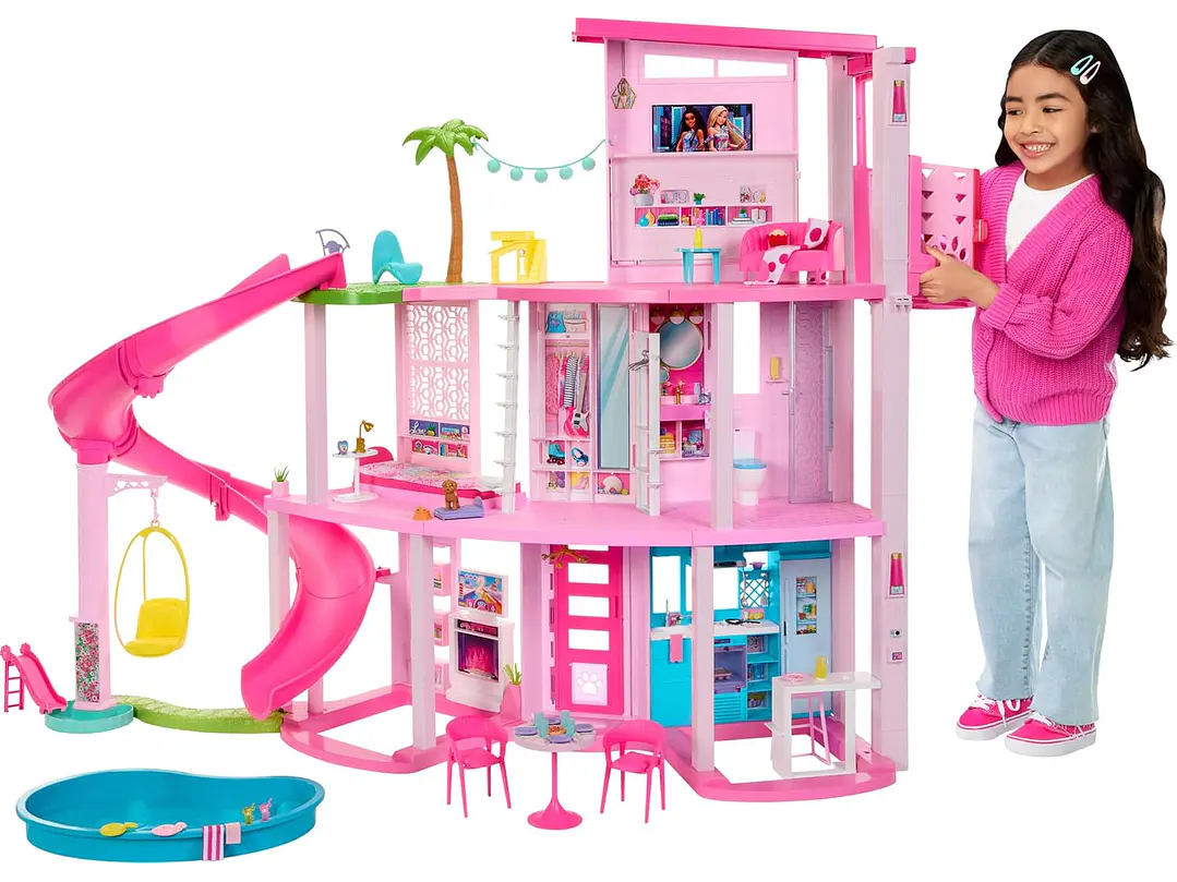  Barbie Juego de casa de muñecas Dreamhouse y 4