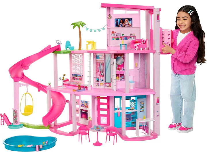  Barbie Juego de casa de muñecas Dreamhouse y 4