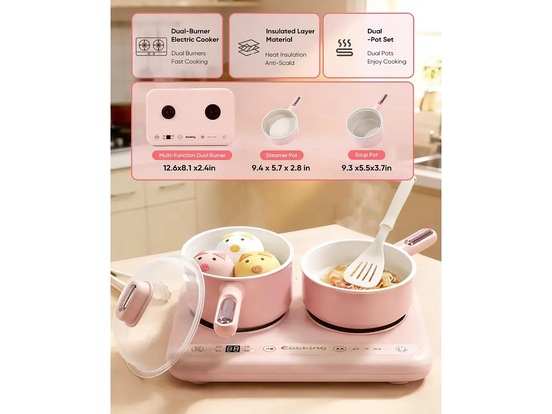  Juego de cocina real con quemador dual de 110 V,  4