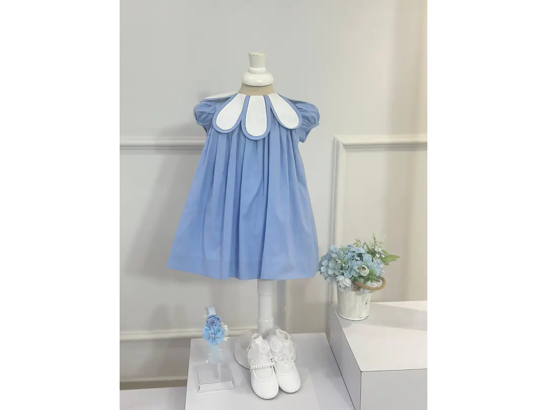 Vestido Farándula Flor Azul  1