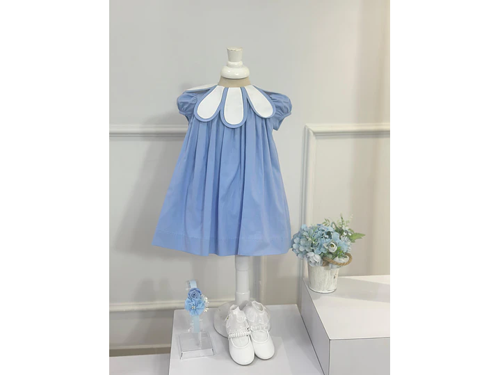 Vestido Farándula Flor Azul  1
