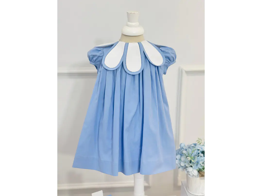 Vestido Farándula Flor Azul  2