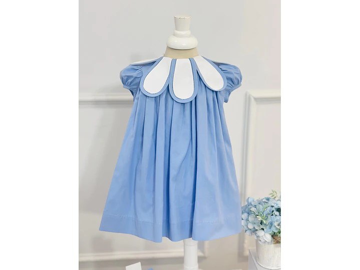 Vestido Farándula Flor Azul  2