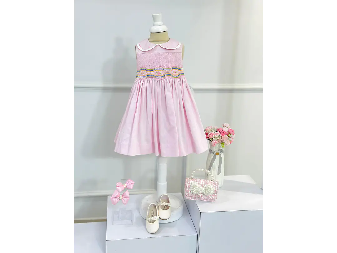 Vestido Farándula Nido Rosa-Verde 1