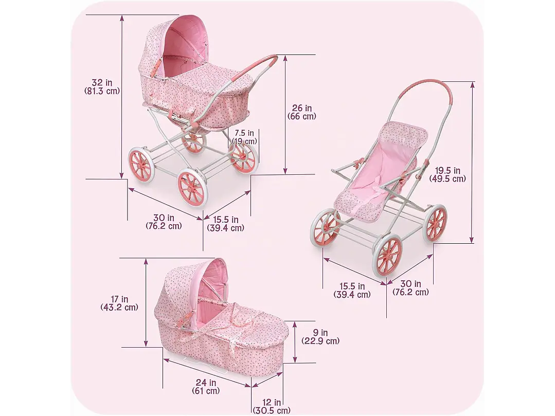  Igual que mamá 3-en-1 cochecito para muñeca, 4