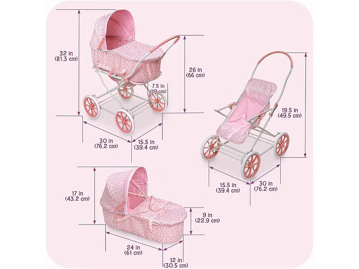  Igual que mamá 3-en-1 cochecito para muñeca, 4