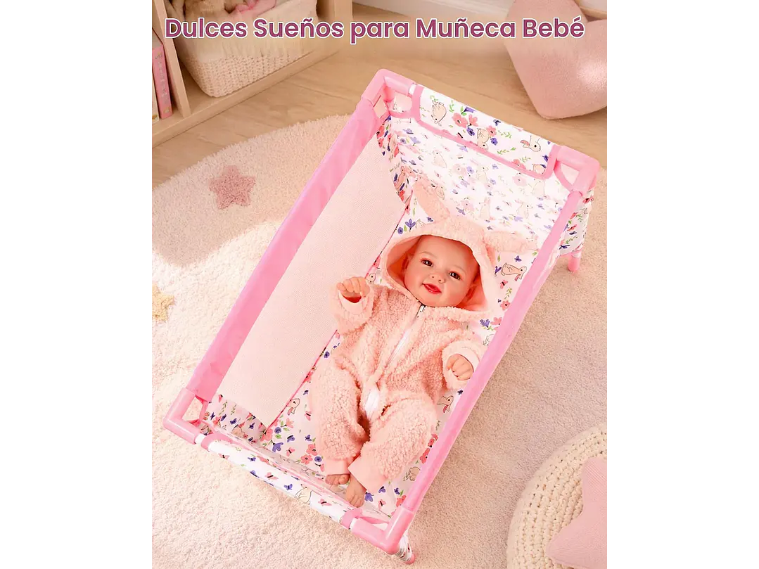 Cuna de muñeca de bebé de 18 pulgadas, cama de muñeca 3