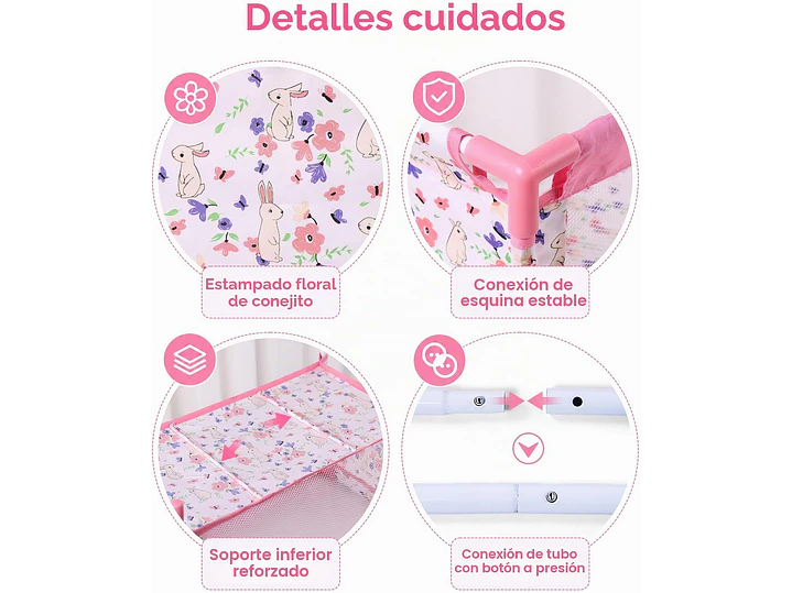 Cuna de muñeca de bebé de 18 pulgadas, cama de muñeca 5