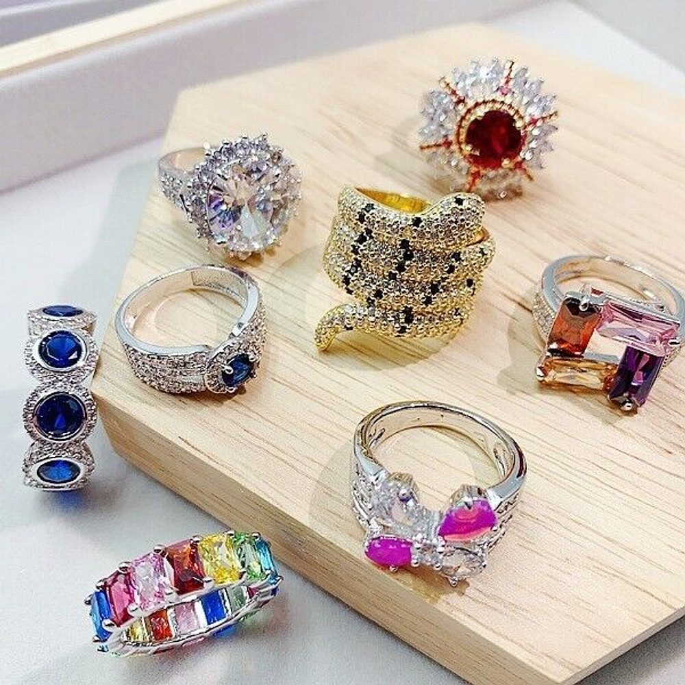 ANILLOS POR MAYOR - 50 UN - SWAROVSKI CRYSTALS - SUPER PREMIUM CHIC +  EXHIBIDOR 5