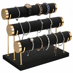Exhibidor De Pulseras- Reloj De 3 Niveles Mostrador Premium Negro
