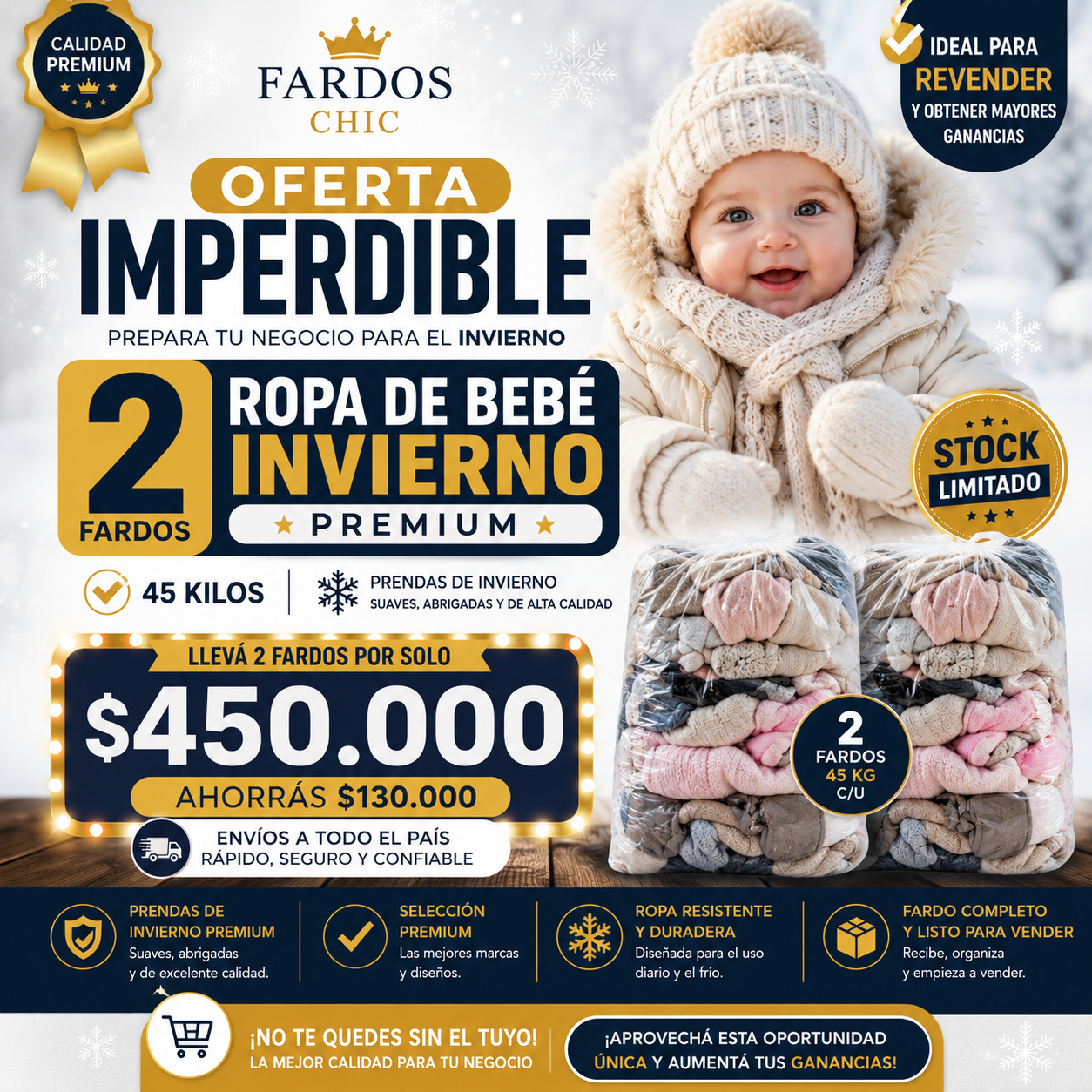 Solo x 48 Hrs! 2 fardos 45kg c/u ropa bebe invierno  1