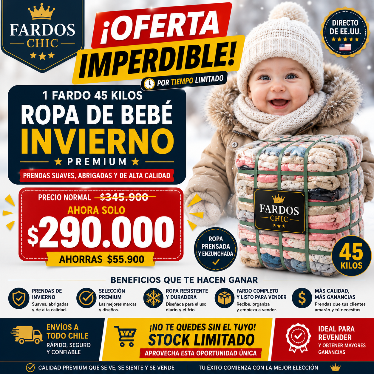 Fardo ropa bebe invierno Premium Chic 45 Kg 1