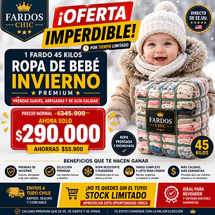 Fardo ropa bebe invierno Premium Chic 45 Kg