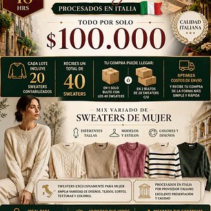 Solo por 28 Hrs! 2 x $100.000 Sweaters Mujer de Italia Premium