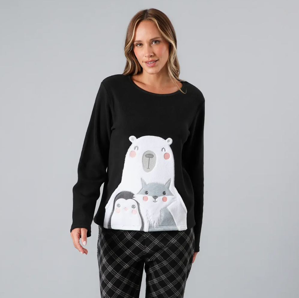 Pijama Flores micropolar bolsillos mujer 1