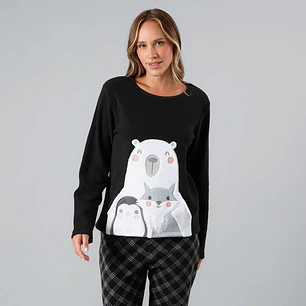 Pijama Flores micropolar bolsillos mujer