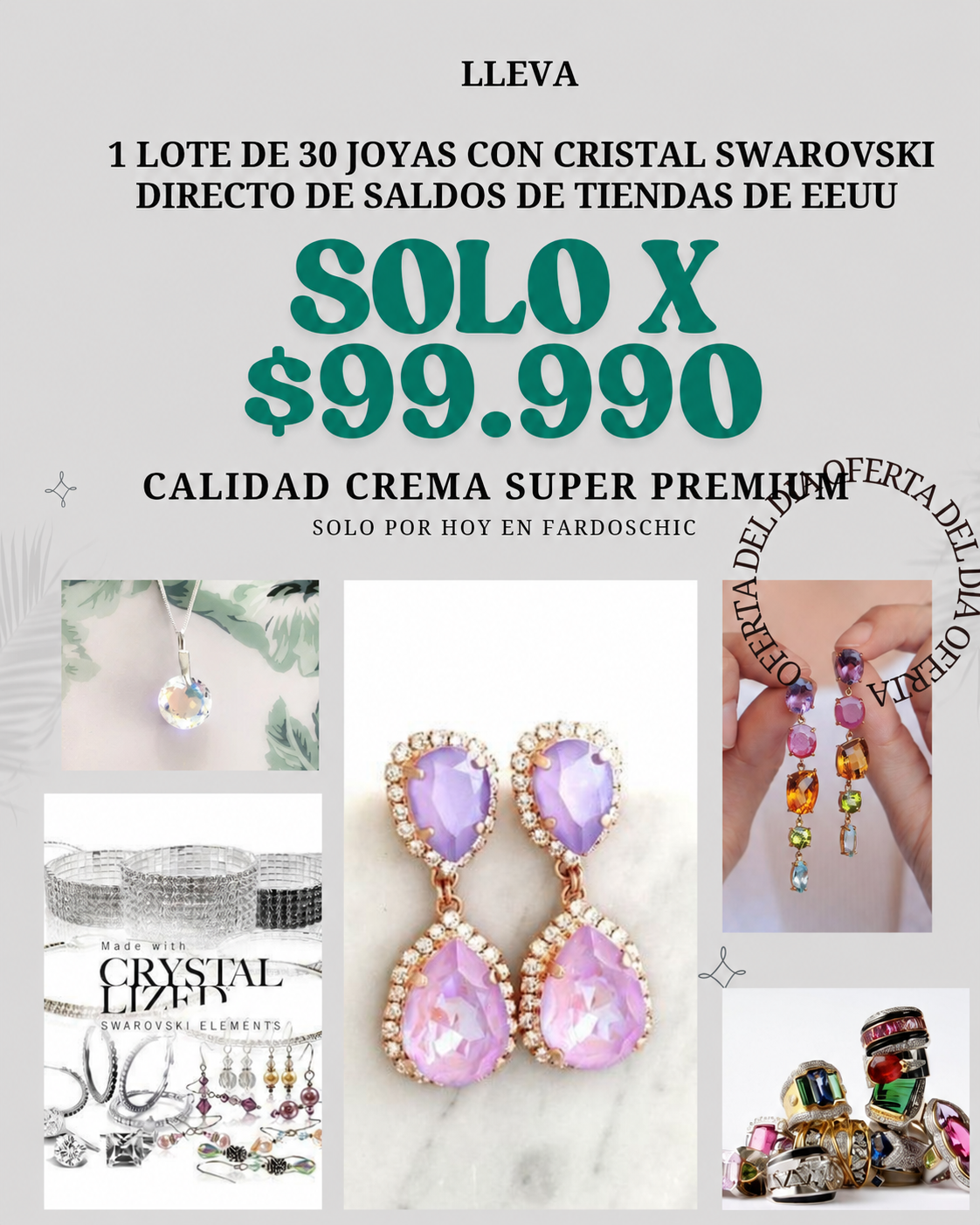 INCREIBLE SOLO POR HOY! LOTE DE JOYAS CON CRISTAL SWAROVSKI 