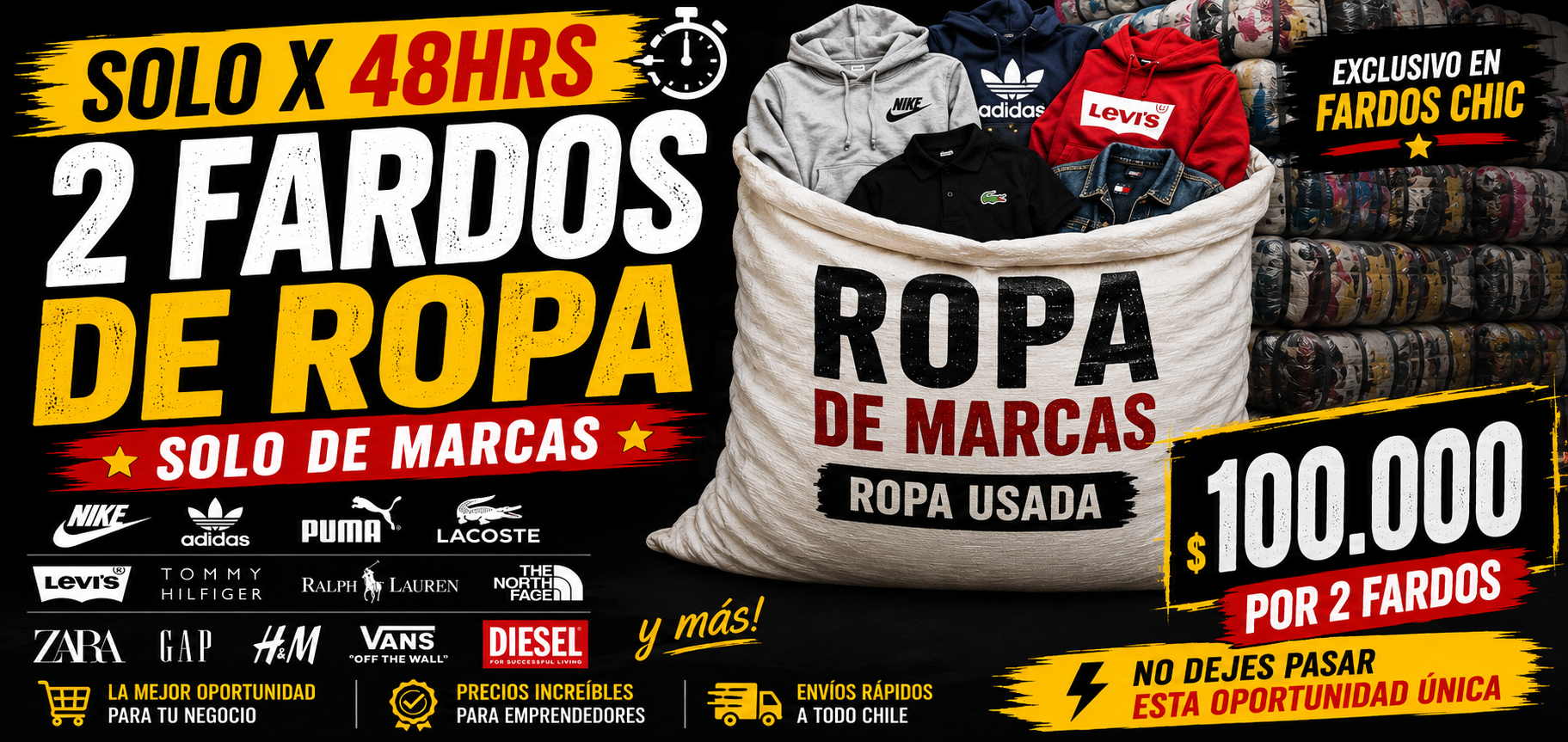Solo por 48 Hrs! 2 x $100.000 Fardo solo marcas