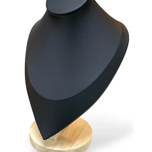 Exhibidor Mostrario Cuello Collar 27 Cm Madera Cuerina Negro