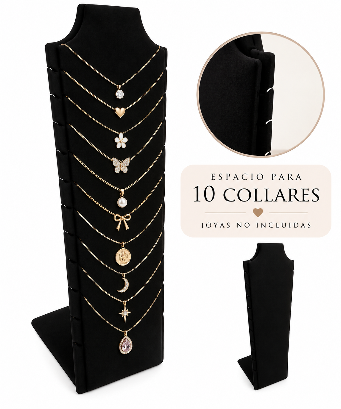 Exhibidor para 10 cadenas y/o collares premium negro 1