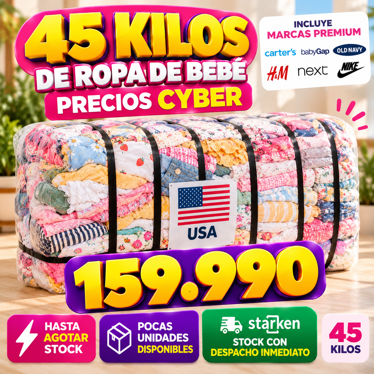 Fardo ropa bebe  Premium Chic 45 Kg 1