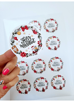 12 STICKERS NAVIDAD