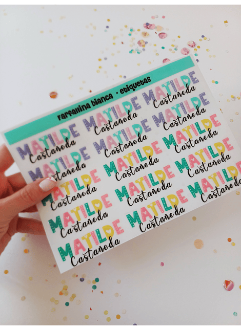 14 ETIQUETAS CON RELIEVE multicolor GRANDES