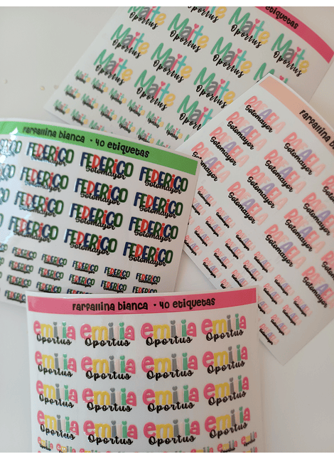 40 ETIQUETAS RELIEVE GRANDES / CHICAS