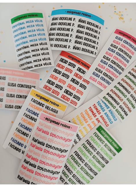 12 ETIQUETAS CON RELIEVE SIMPLE