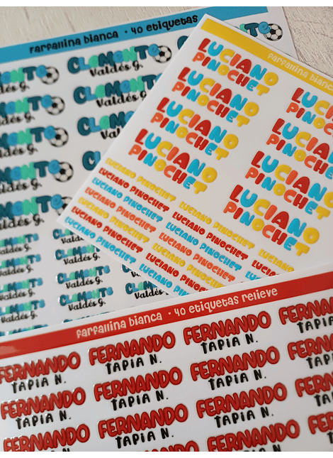 40 ETIQUETAS RELIEVE GRANDES / CHICAS