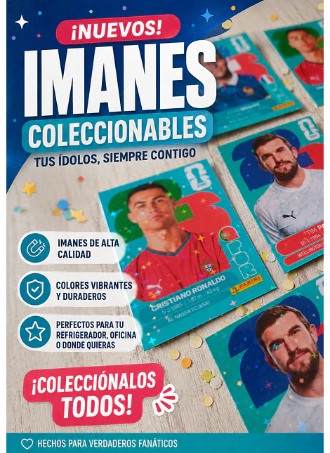 12 LÁMINAS imán / MUNDIAL PERSONALIZADA