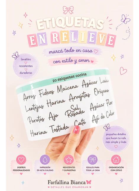 20 ETIQUETAS COCINA Relieve