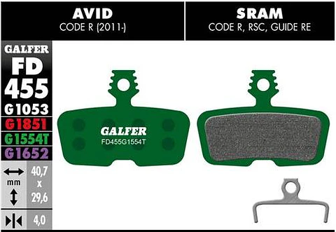 PASTILLAS GALFER CODE R/RSC  2011+