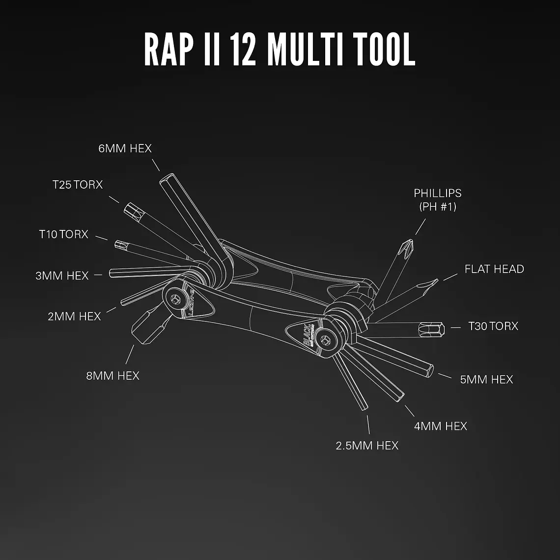HERRAMIENTA RAP II 12 MULTI TOOL BLACK LEZYNE 2