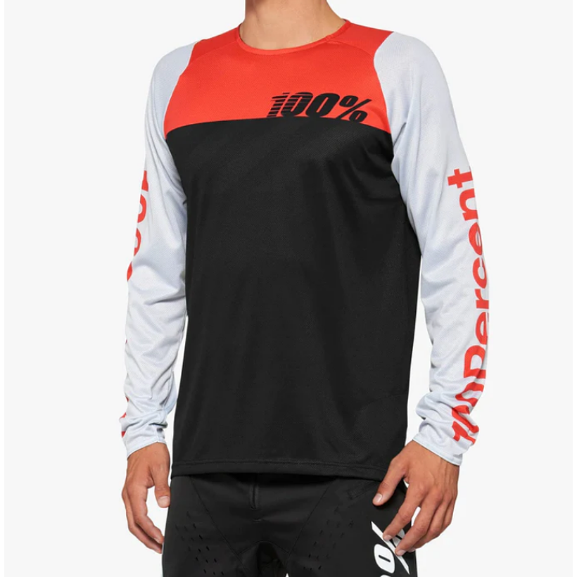JERSEY 100% R-CORE LS BLACK RACER RED