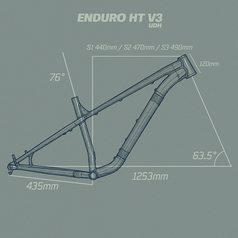 CUADRO 715 IND ENDURO HT 29er V3 BLACK UDH 7