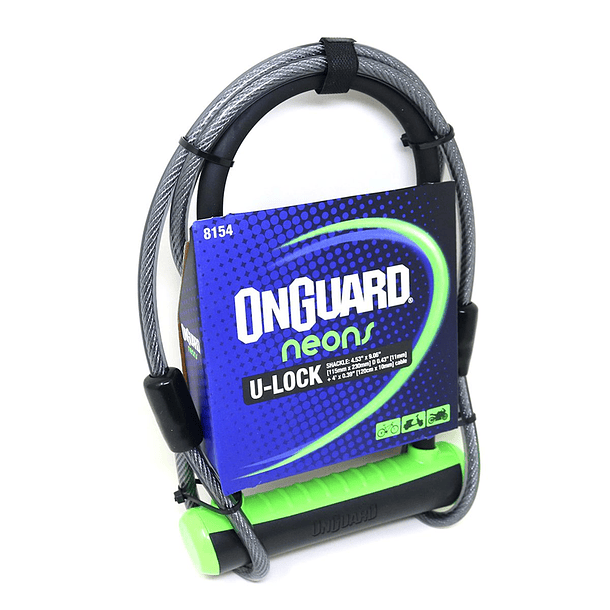 Candado Llave U-Lock Neon Series con Cable 115X230mm 